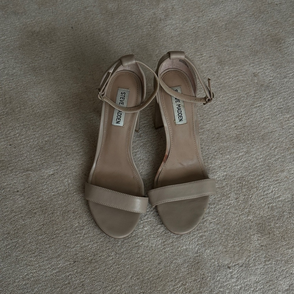 Steve Madden Beige Ankle Strap Heels